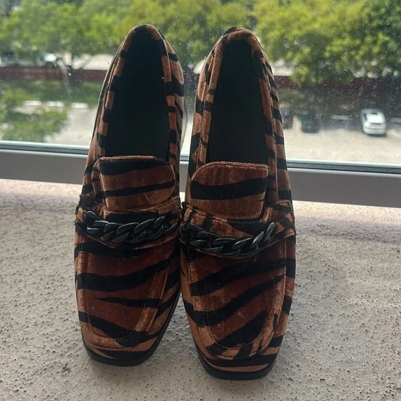 Brown and Black Zebra Print Loafers - Picture 7 of 9